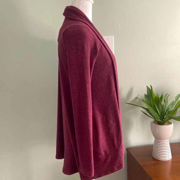 Anthropologie Saturday Sunday Soft Longline Open Front Cardigan Burgundy… - Picture 4 of 9